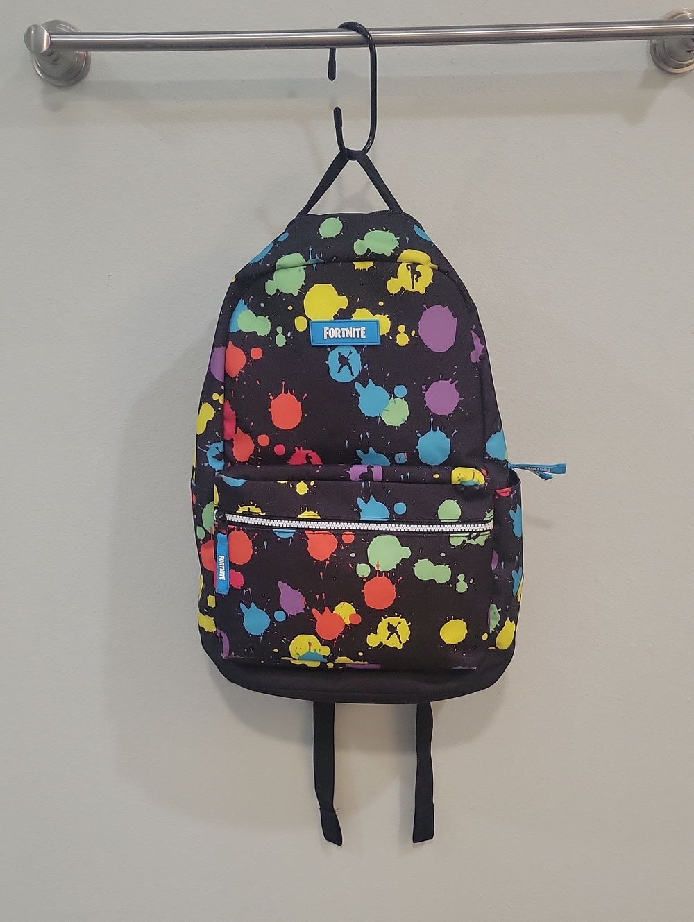 Fortnite Kids Black Backpack with Colorful Paint Splatter